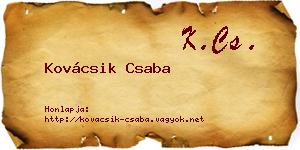 Kovácsik Csaba névjegykártya