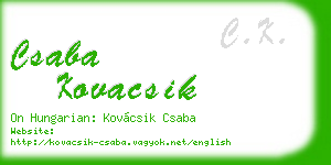 csaba kovacsik business card